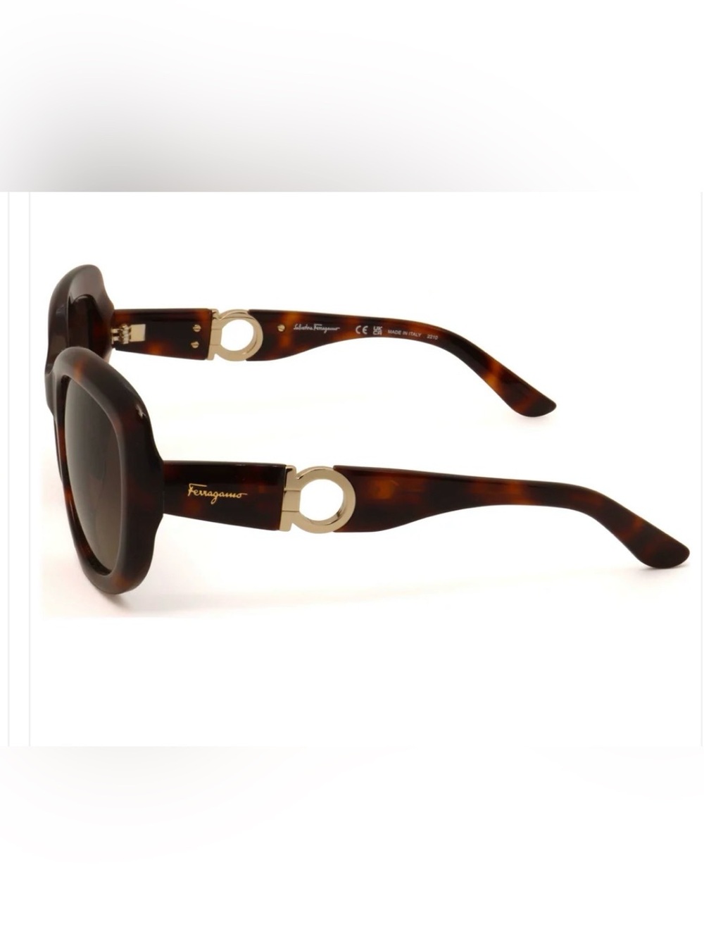 Salvatore Ferragamo SF727S Tortoise Gancini Oval Sunglasses New in Case - Picture 3 of 8